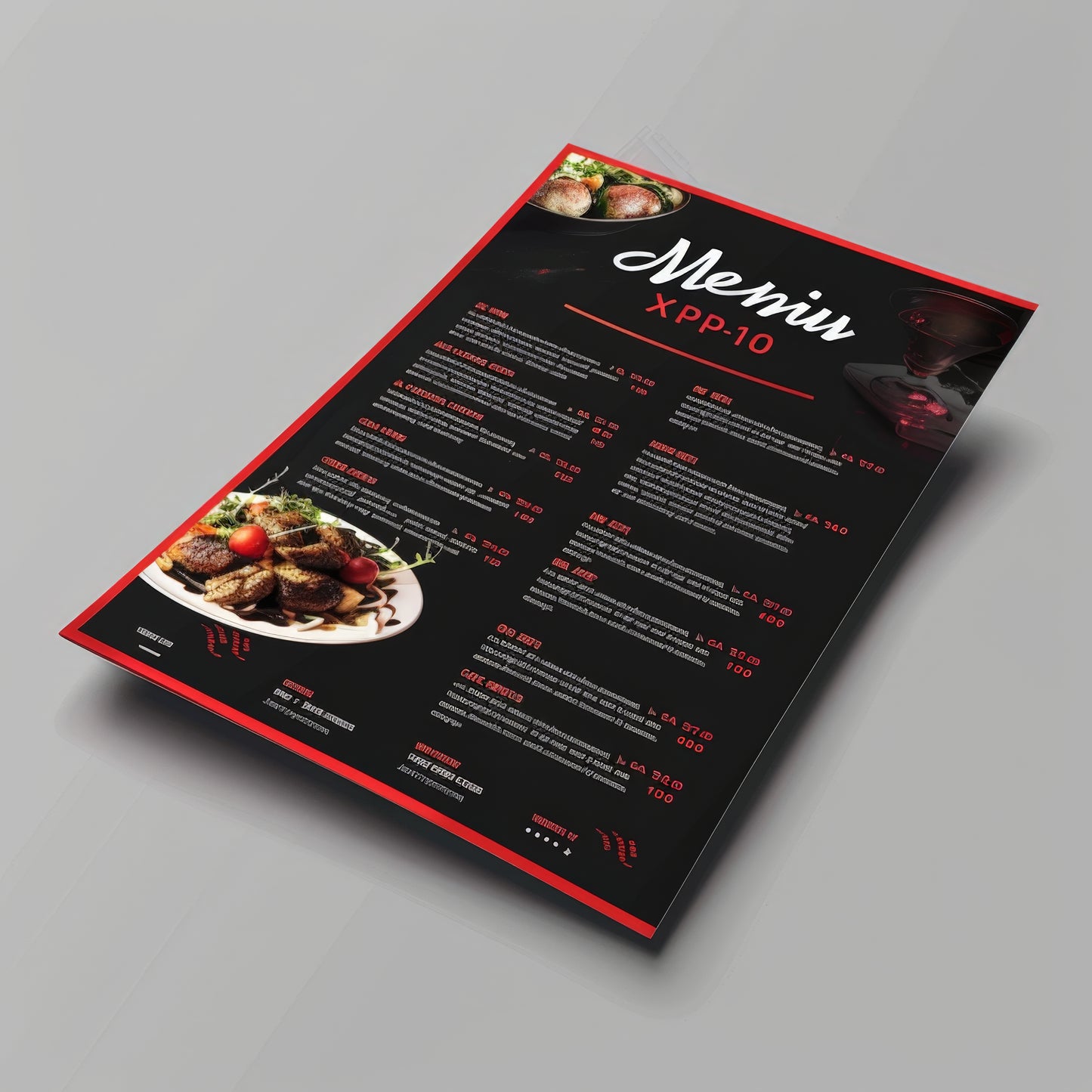 A4 Laminated Menus